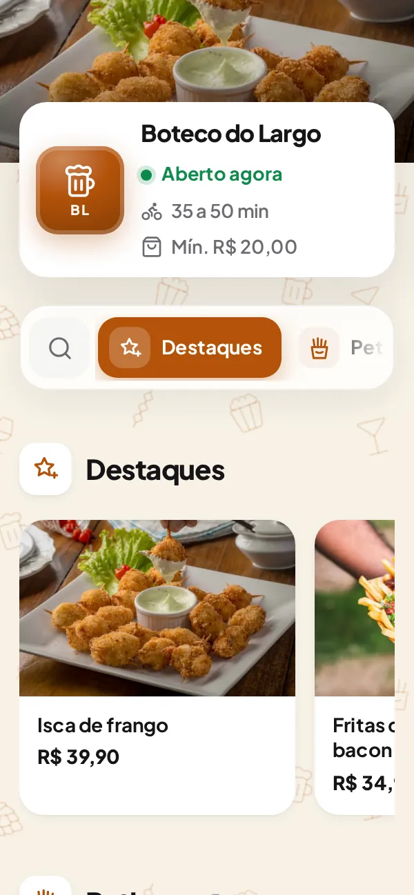 Exemplo de cardápio