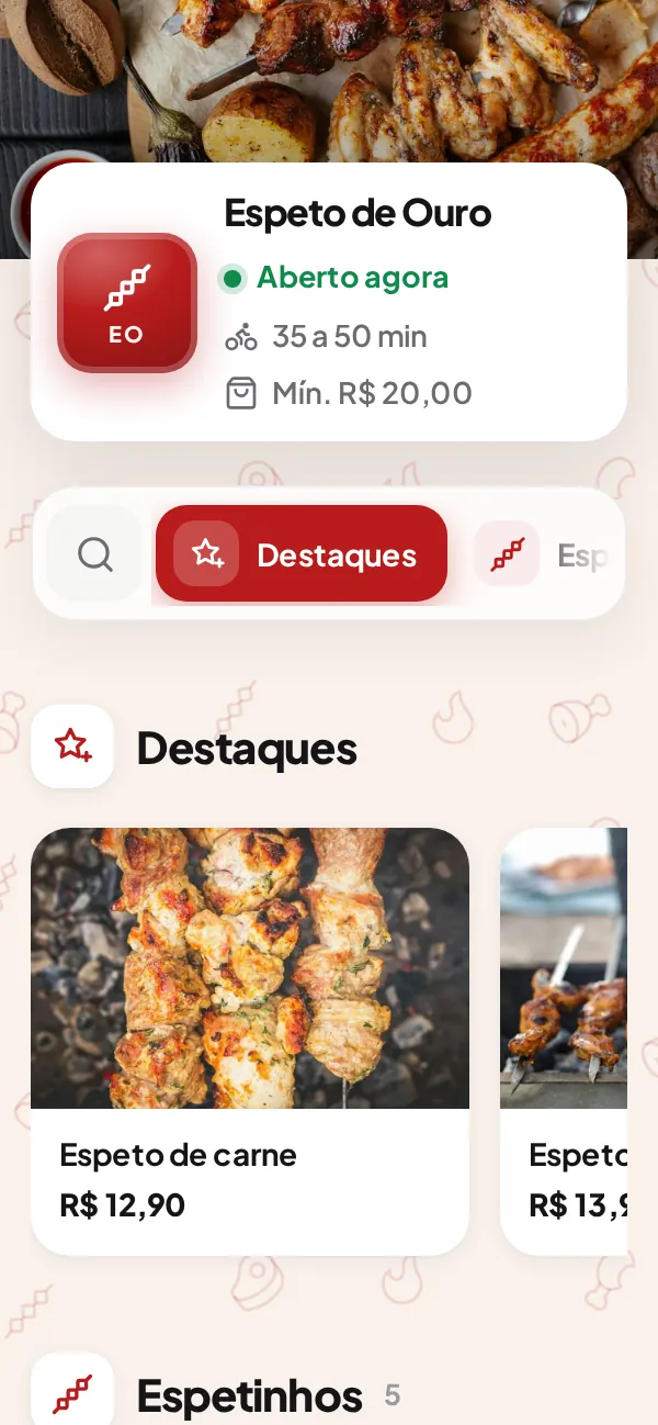 Exemplo de cardápio