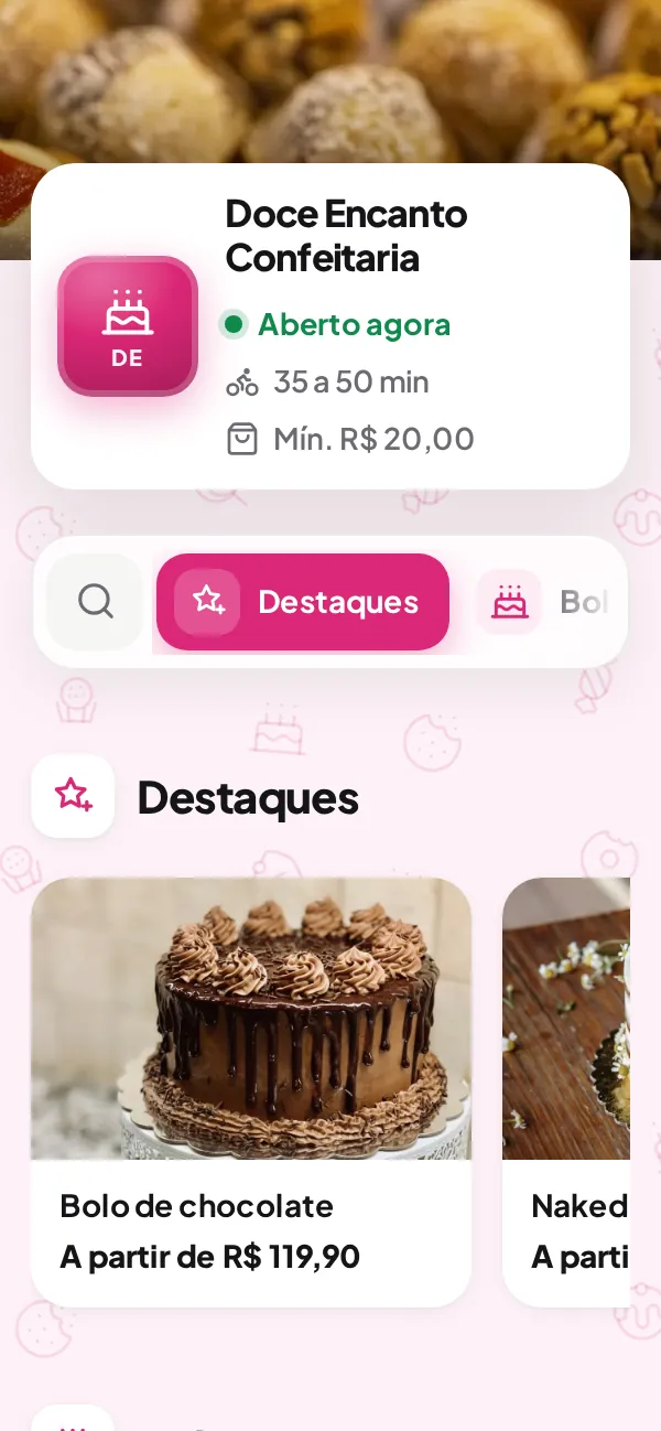 Exemplo de cardápio