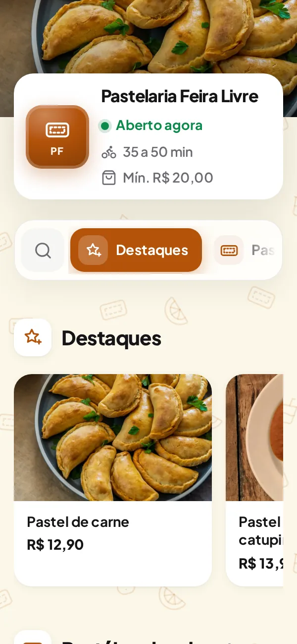 Exemplo de cardápio
