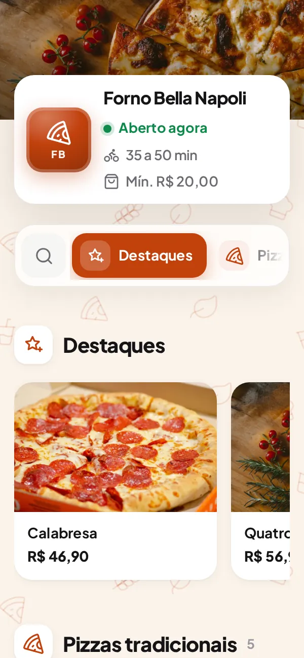 Exemplo de cardápio